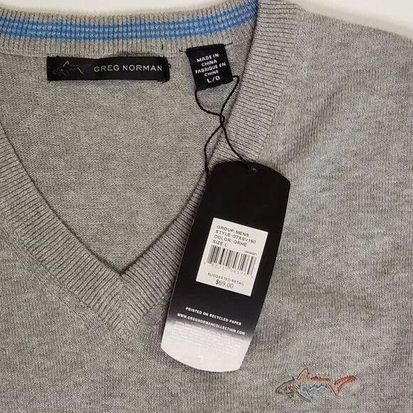 Greg Norman Golf Sweater Vest Men's Size Large Sleeveless Grey Preppy Career - Picture 6 of 16